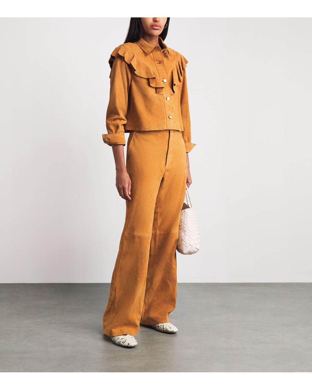 Ulla Johnson Brown Ruffled Matilde Suede Jacket