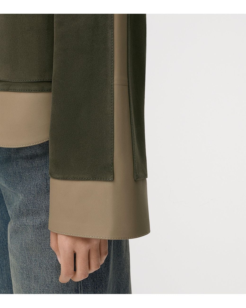 Loewe Green Suede And Leather Panelled Jacket