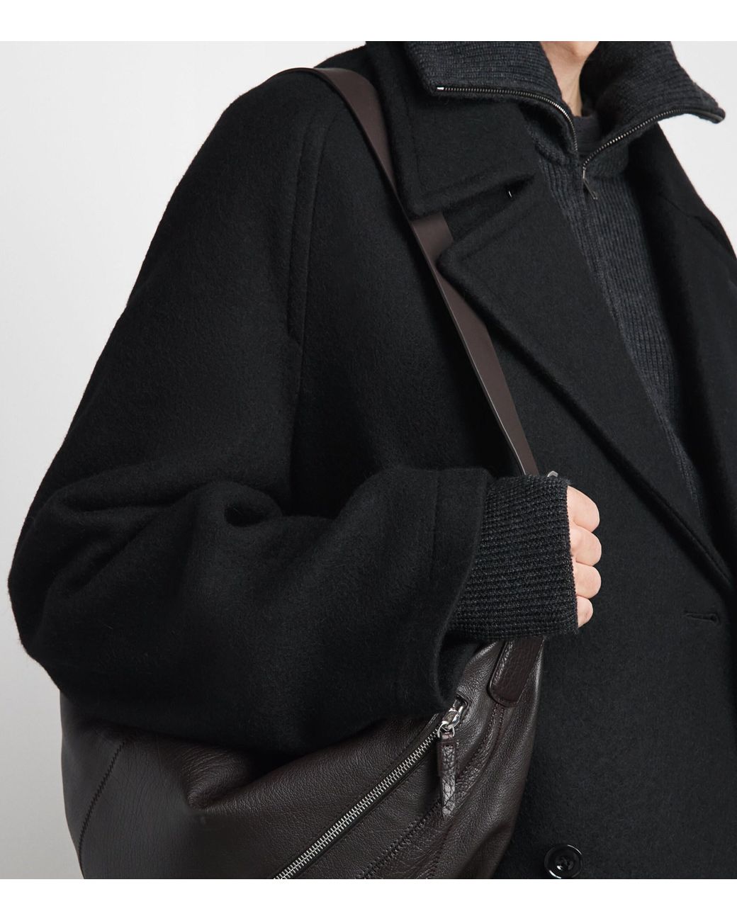 Lemaire Black Alpaca-Wool Double-Breasted Overcoat for men