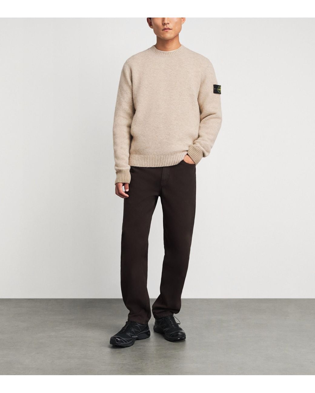 Stone Island Natural Knitted Crew-Neck Sweater for men