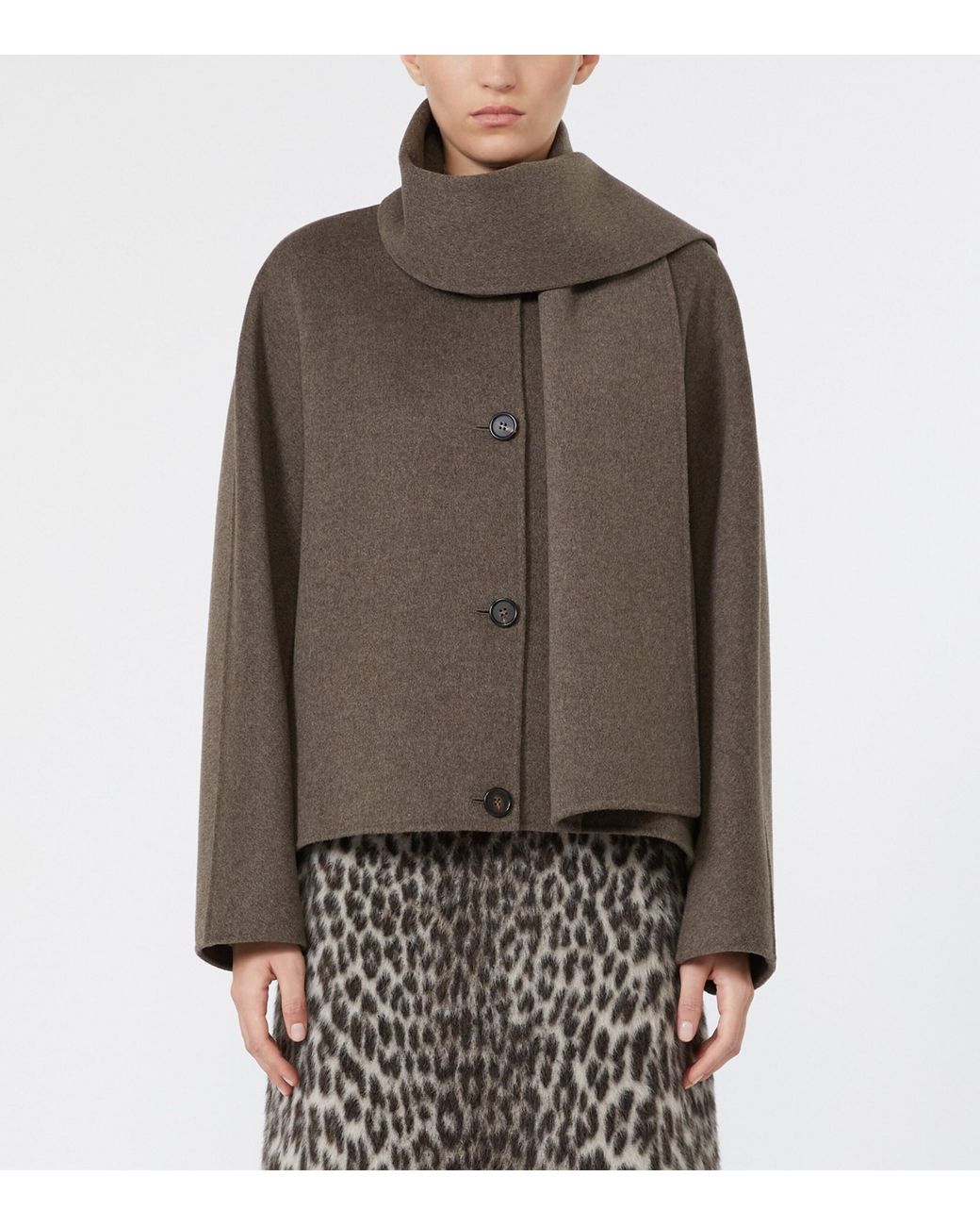 Max Mara Brown Virgin Wool Scarf-Neck Jacket
