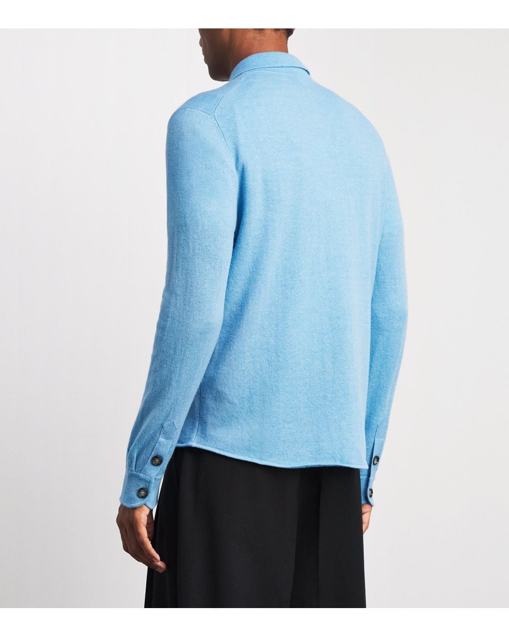 Allude Blue Virgin Wool-Cashmere Overshirt for men