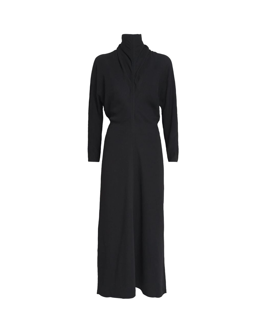 Totême Black Slouch-Waist Midi Dress