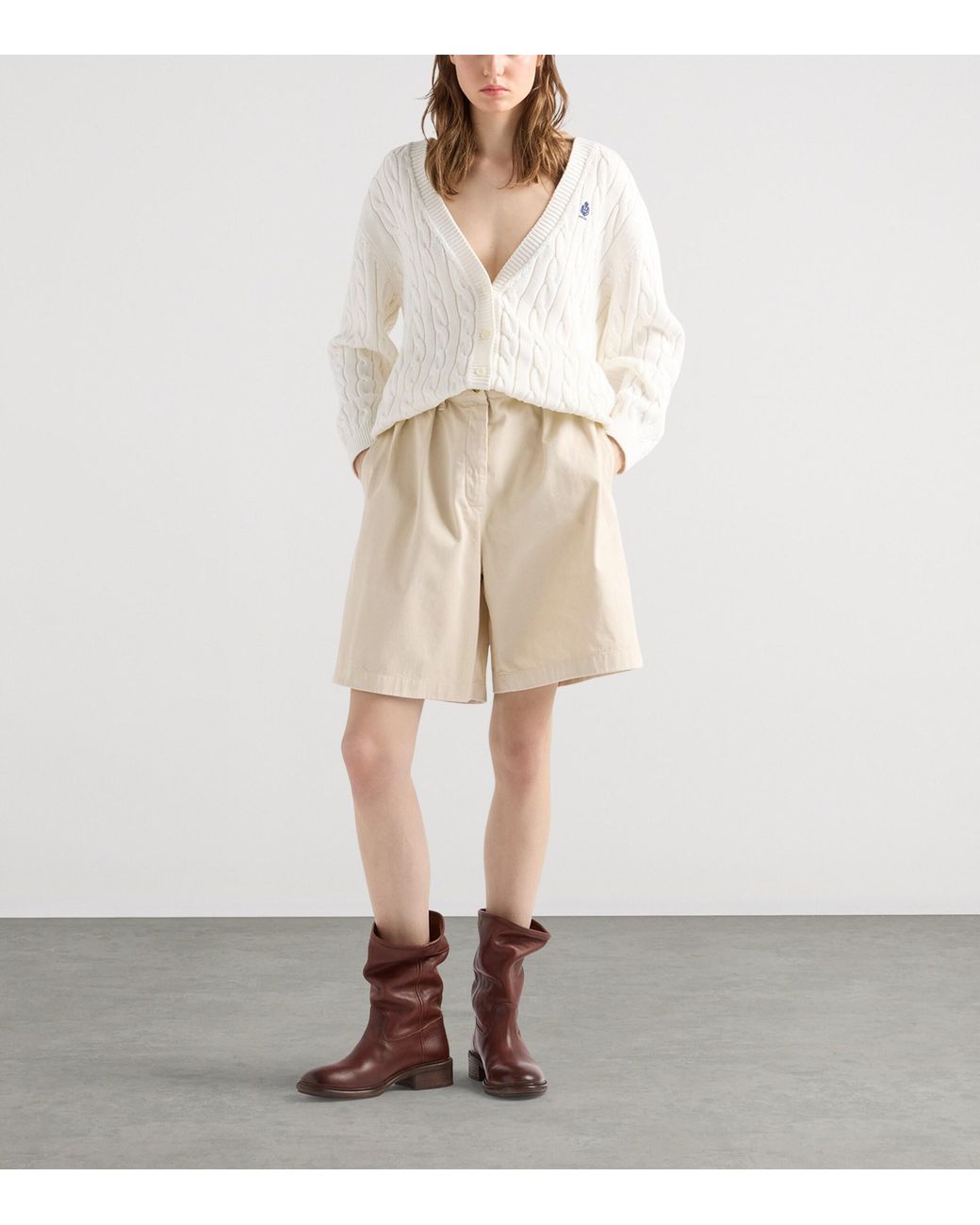 Prada White Cotton Cable-Knit Cardigan