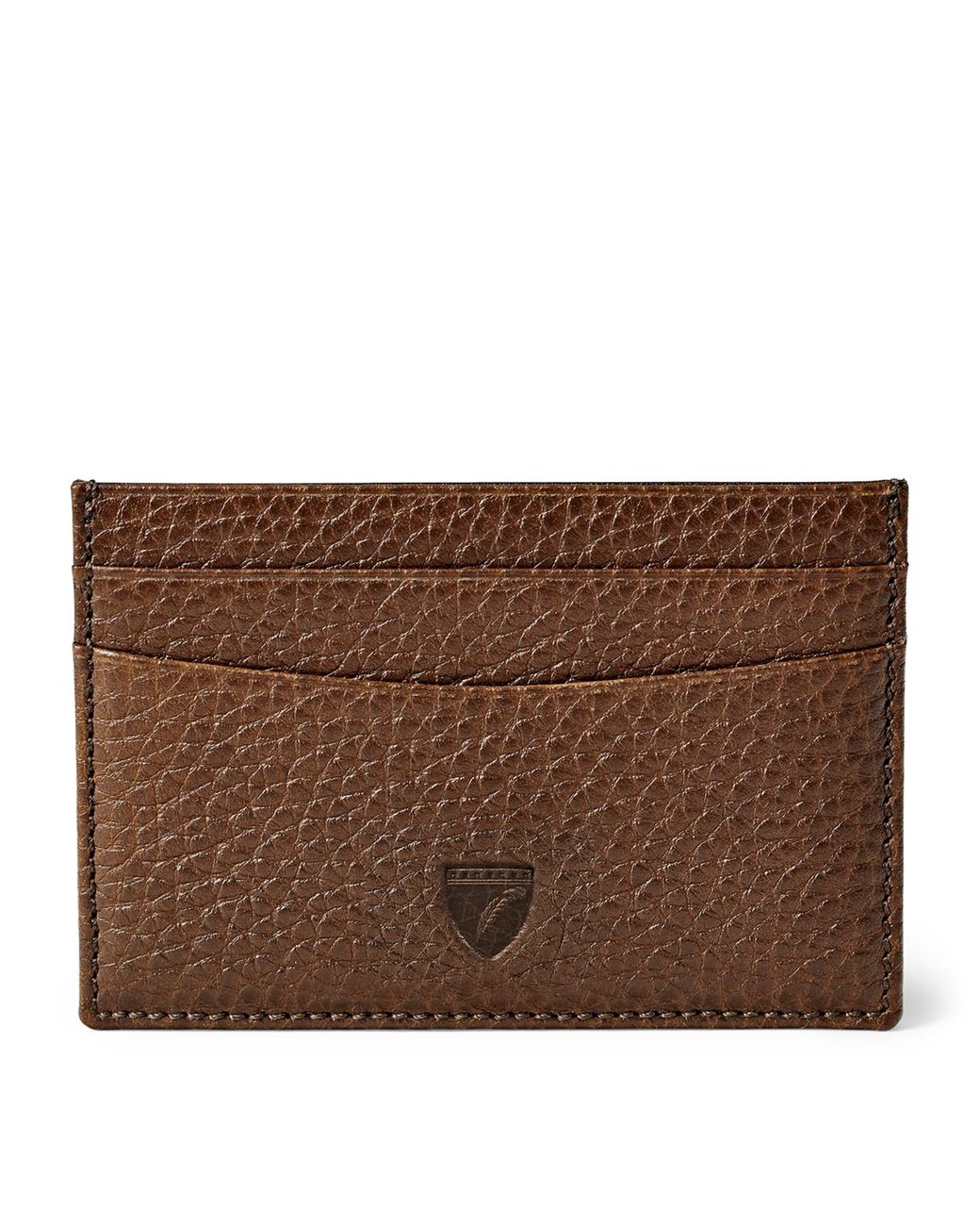 Aspinal Brown Grained Leather Slim Card Holder