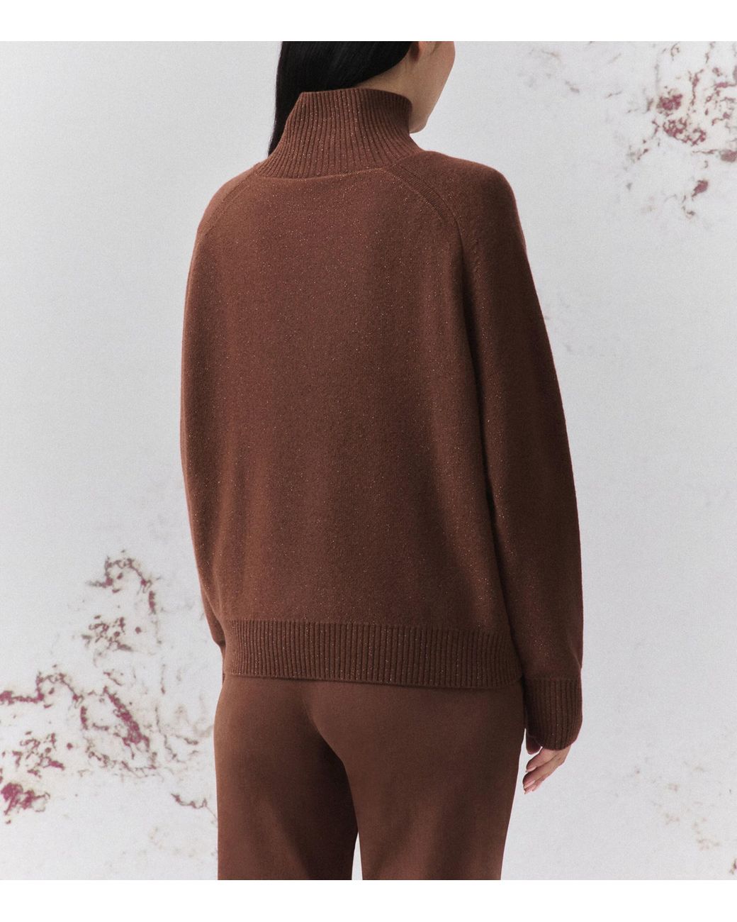Marella Brown Wool-Cashmere Sequinned Sweater