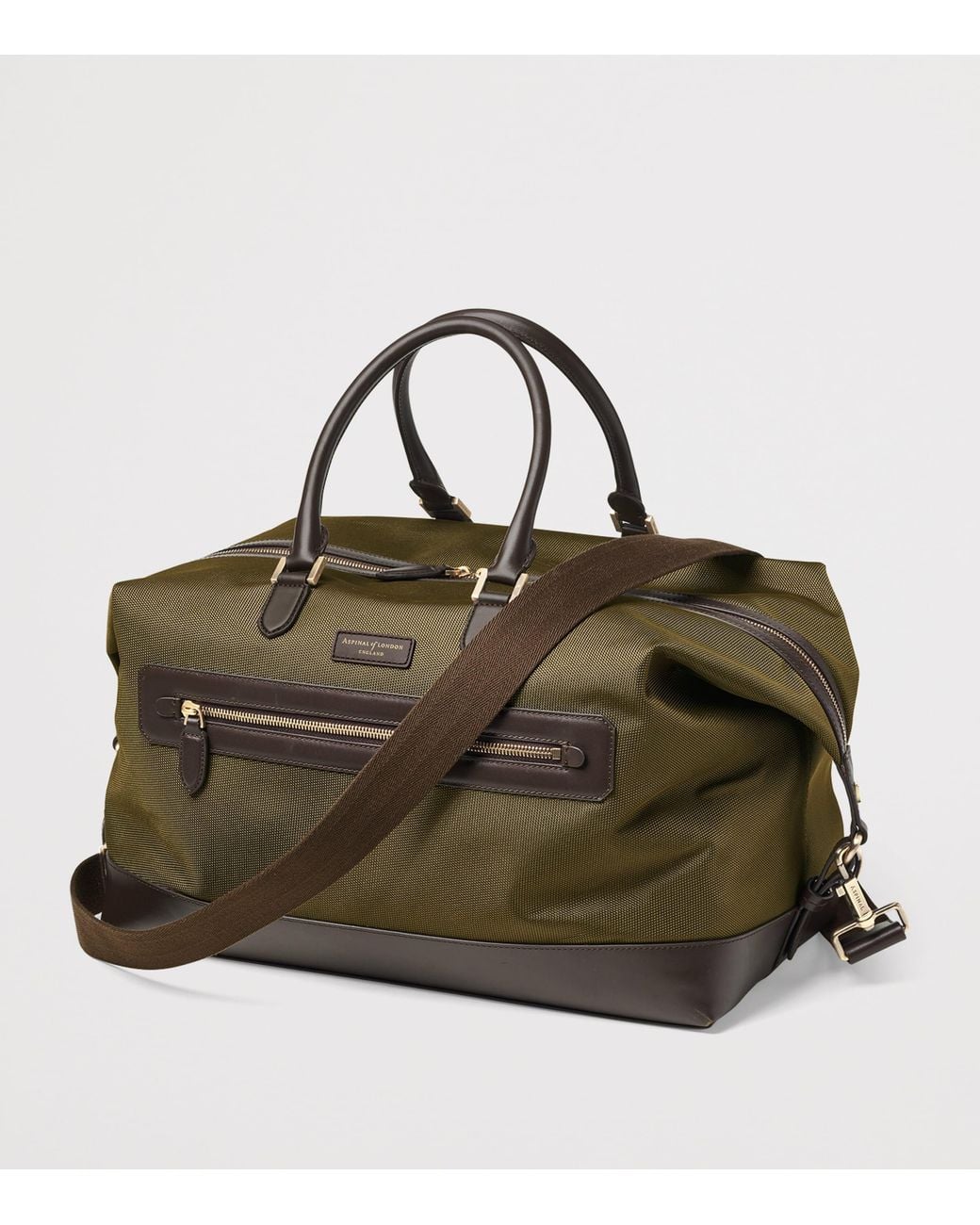 Aspinal Green Nylon Weekend Bag for men
