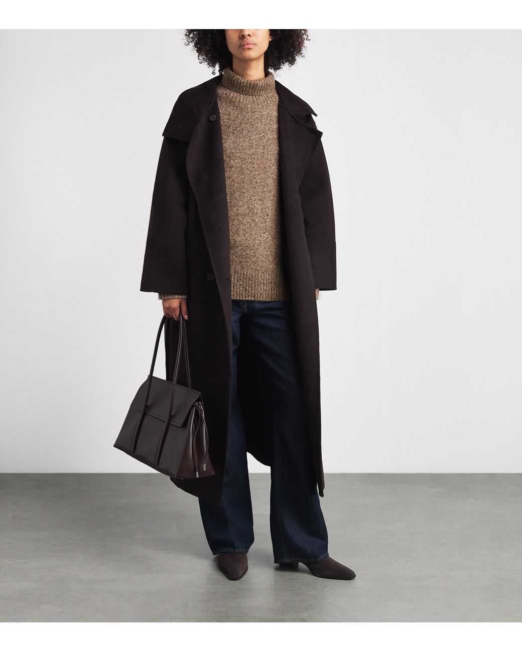 Soft Goat Brown Cashmere-Silk Marled Sweater