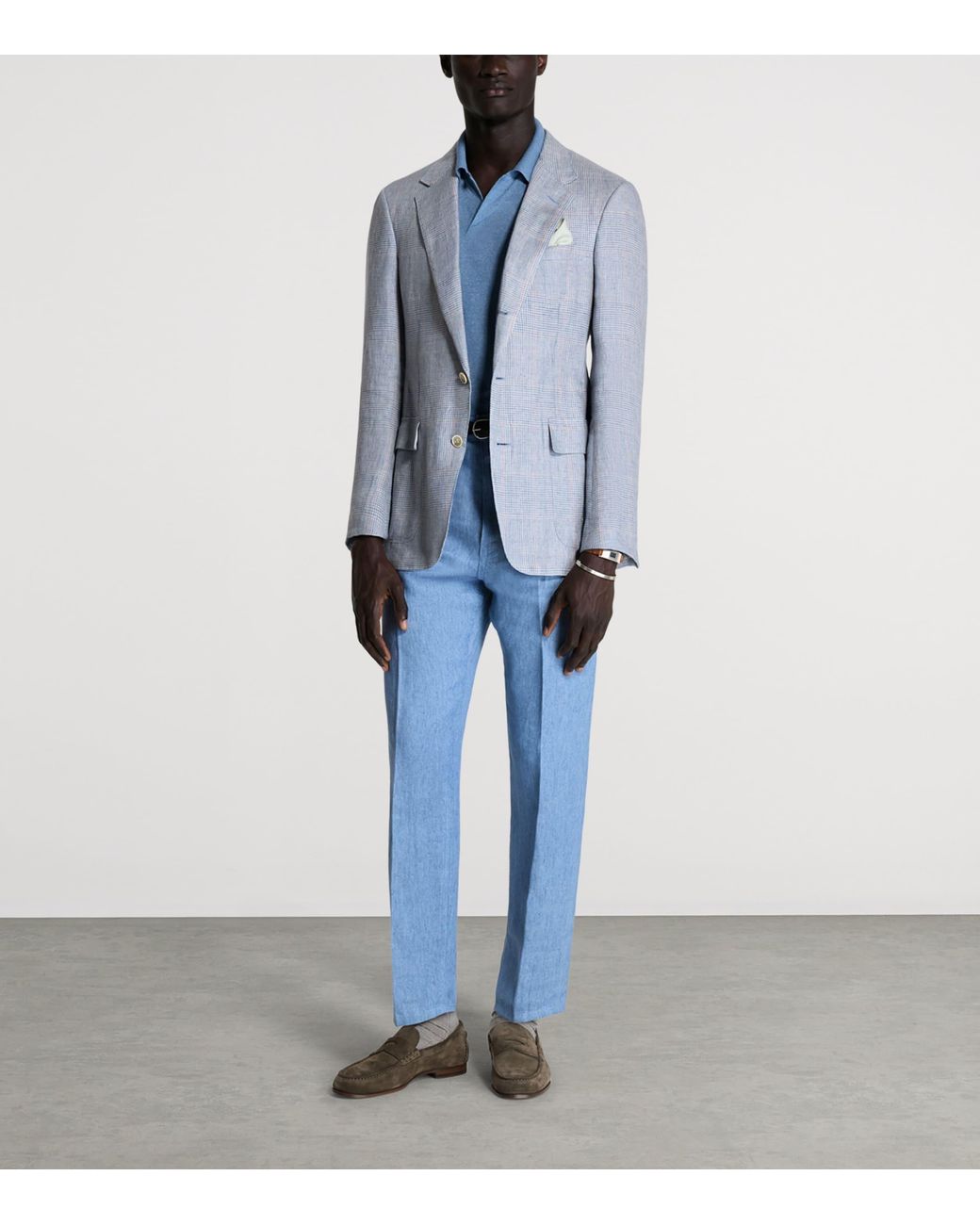 Dunhill Gray Linen Single-Breasted Blazer for men