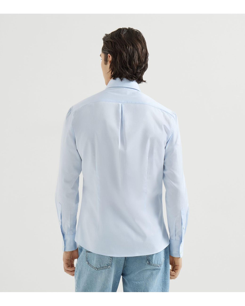 Brunello Cucinelli Blue Cotton Slim Shirt for men