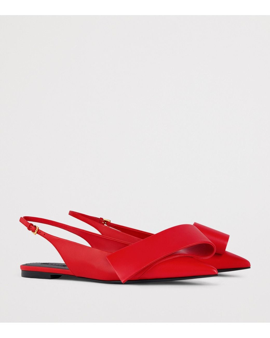 Givenchy Red Leather Twisted Ribbon Slingback Ballet Flats