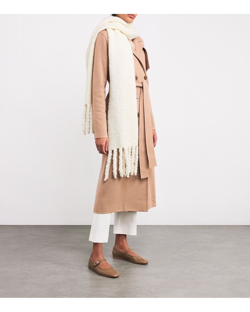 Joseph White Bouclé Knit Scarf