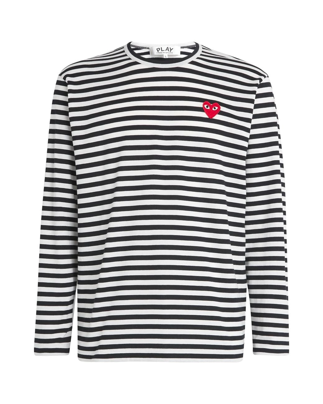 COMME DES GARÇONS PLAY Blue Striped Heart Logo T-Shirt for men