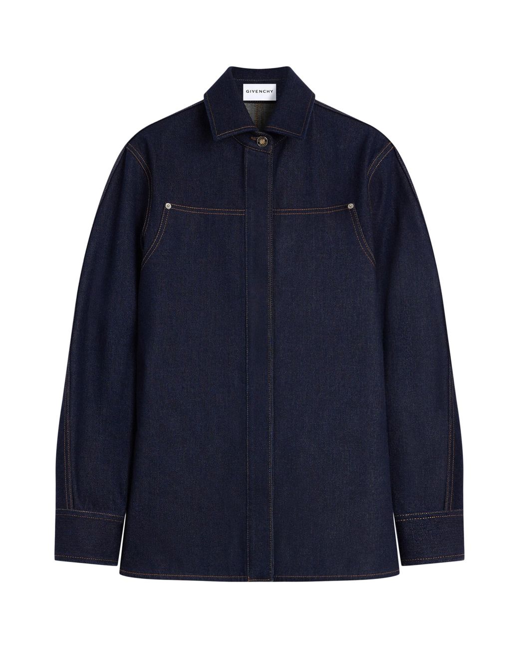 Givenchy Blue Denim Contrast-Stitch Shirt