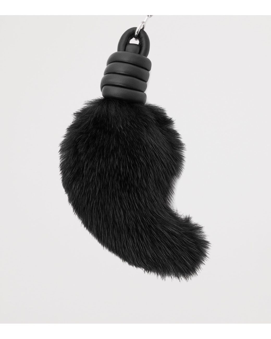 Loewe Black Leather-Fur Lion Tail Key Charm