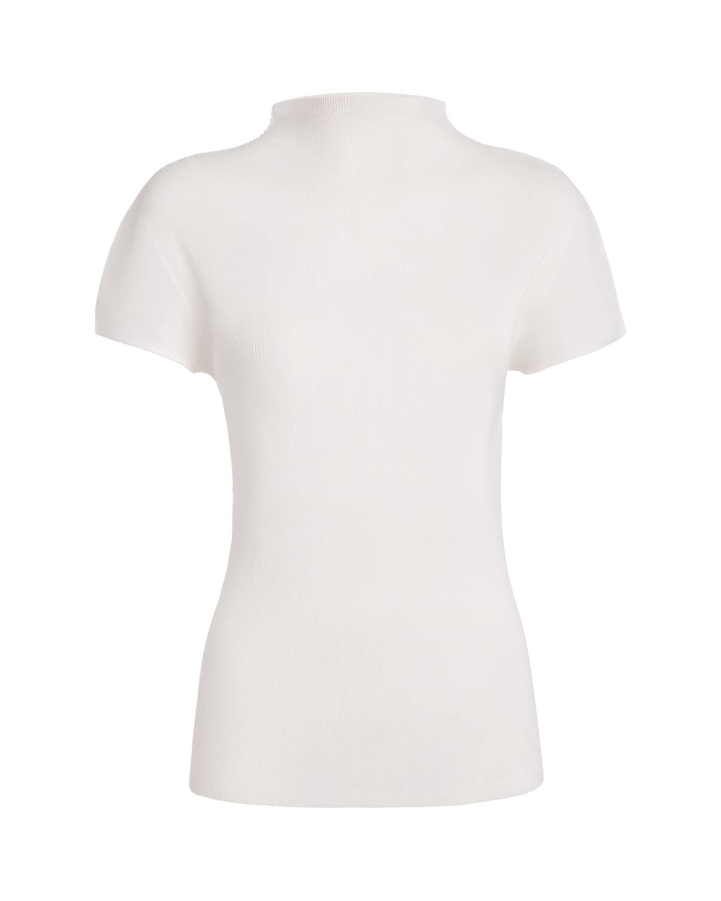 Pleats Please Issey Miyake High-Neck Mist Basics T-Shirt in White