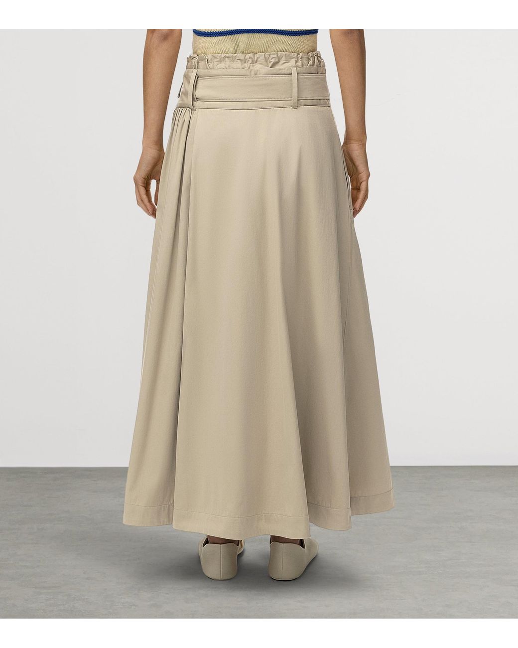 Loewe Natural Cotton-Silk Belted Maxi Skirt