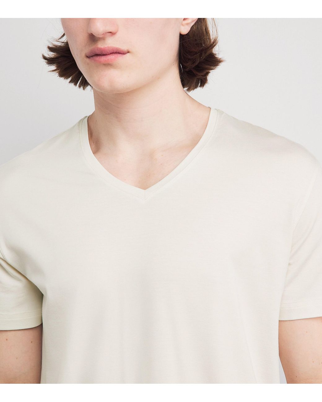 Derek Rose White Basel V-Neck Lounge T-Shirt for men