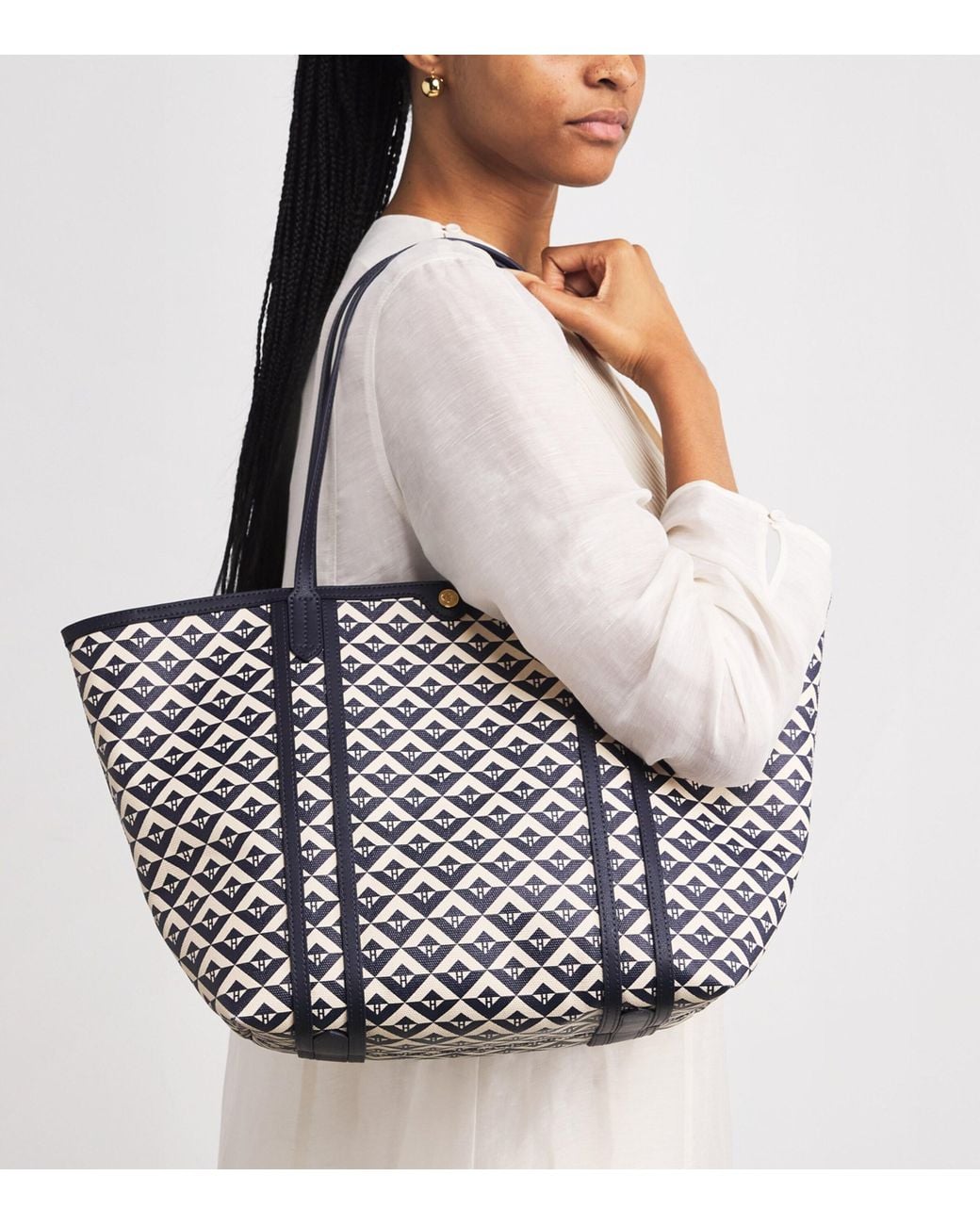Harrods Black Coated Canvas Geometric Tote Bag