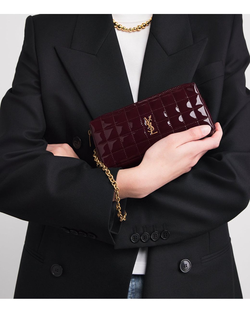Saint Laurent Purple Monogram Pouch With Chain