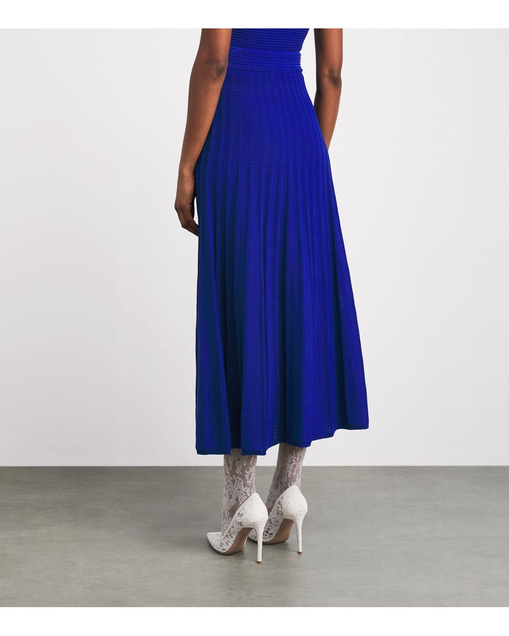 Edeline Lee Blue Knitted Pleated Midi Skirt