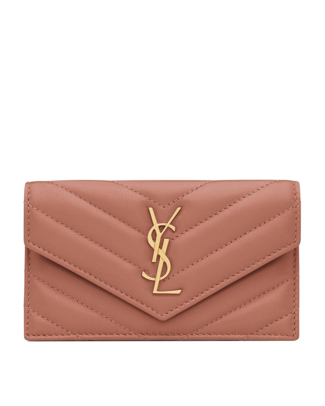 Saint Laurent Pink Leather Fragments Flap Card Holder