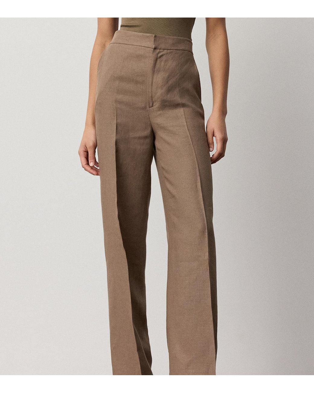 Ralph Lauren Brown Linen Dean Ii Trousers