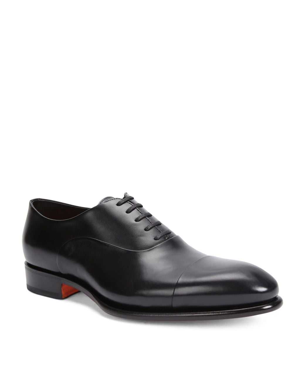 Santoni Black Leather Carter Oxford Shoes for men