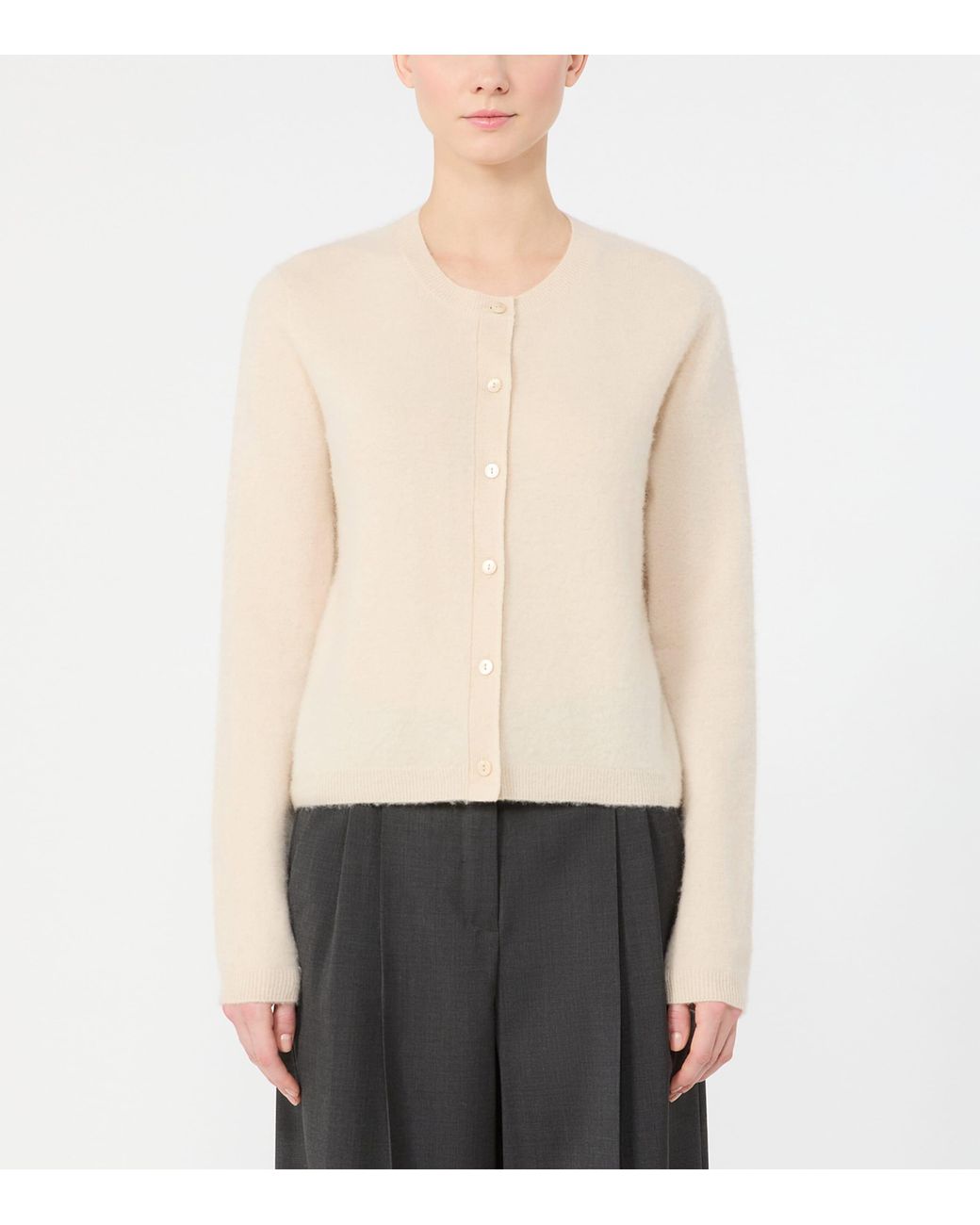 Weekend by Maxmara White Wool-Cashmere Cardigan