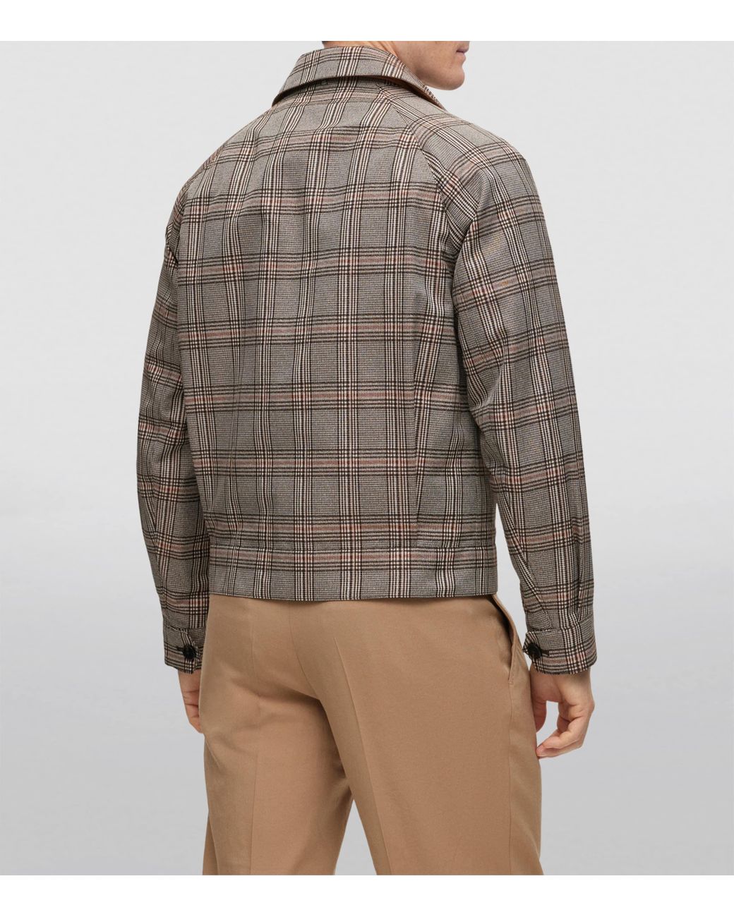 Boss Brown Reversible Water-Repellent Check Jacket for men
