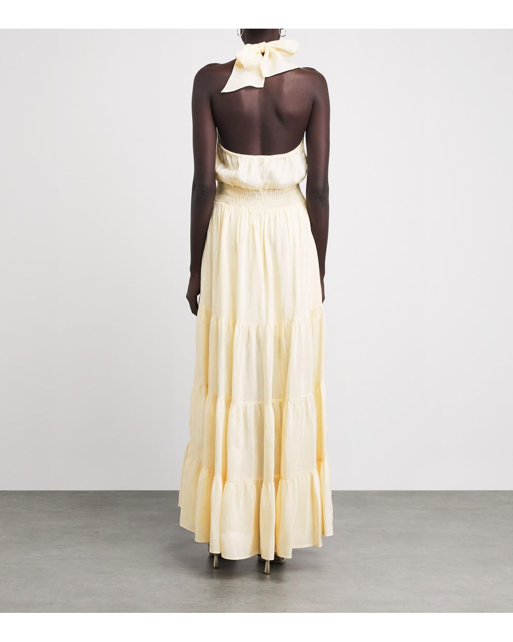 Sandro White Linen-Blend Tiered Maxi Dress