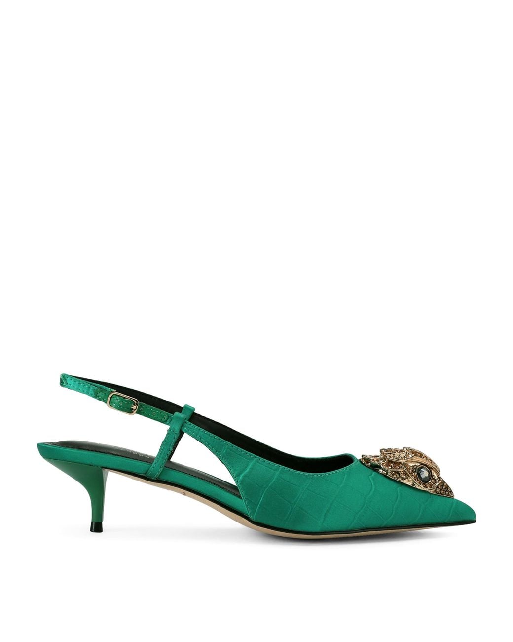 Kurt Geiger Green Satin Belsize Slingbacks