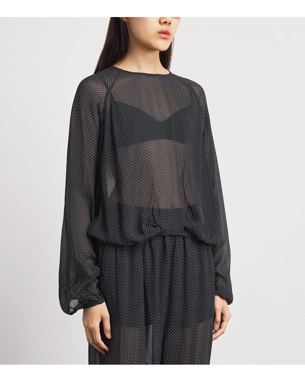 Herskind Gray Sheer Polka Dot Caterina Blouse