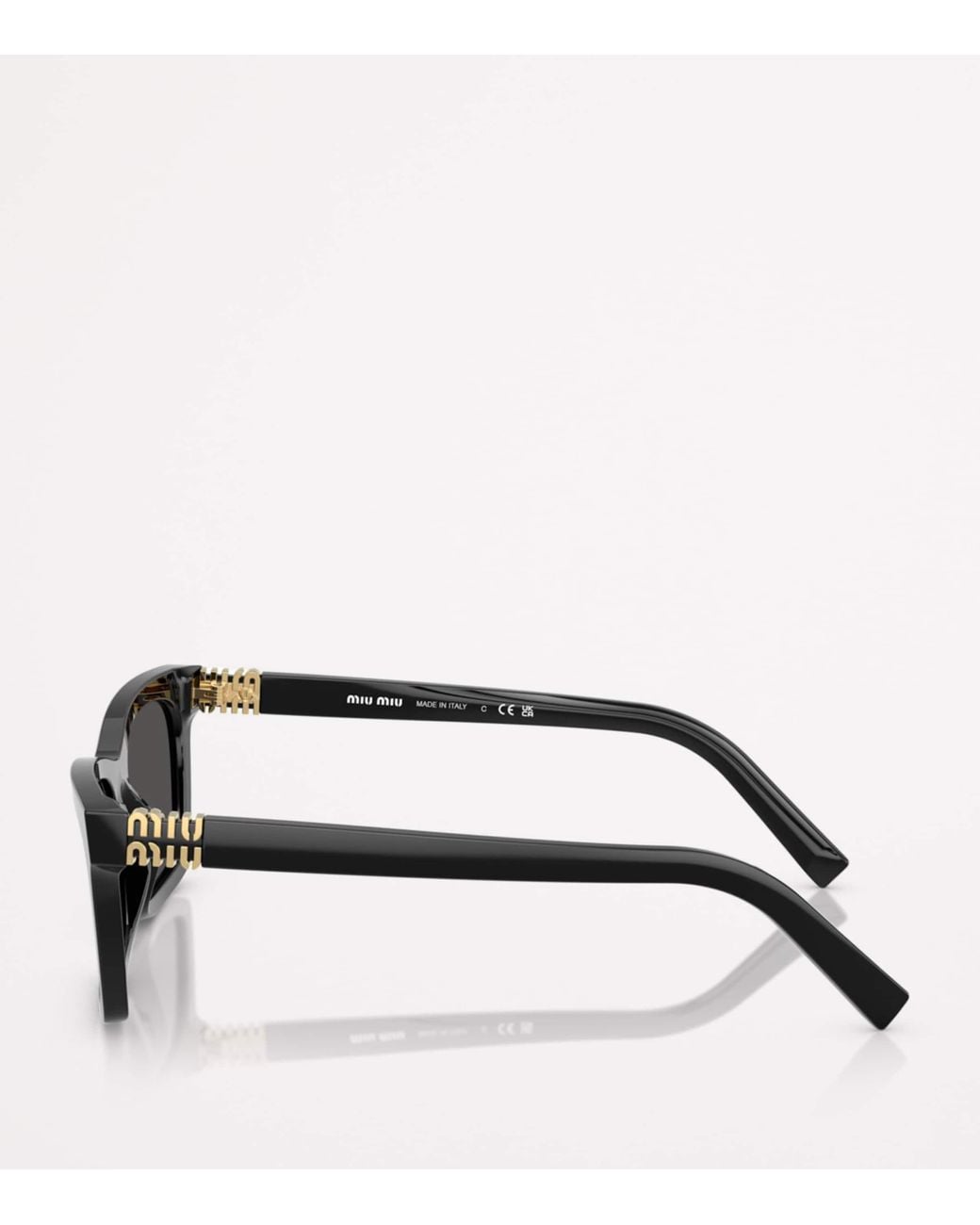 Miu Miu Black Acetate Rectangular Sunglasses