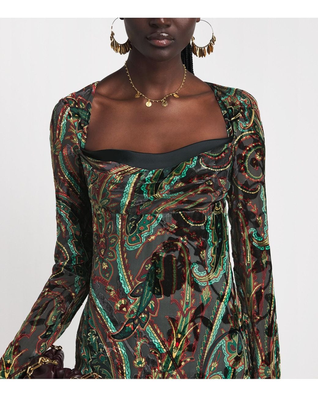 Etro Green Cowl-Neck Midi Dress