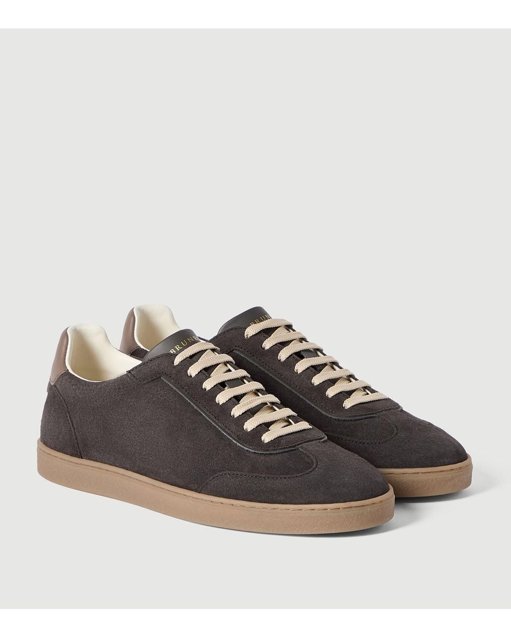Brunello Cucinelli Brown Suede Low-Top Sneakers for men