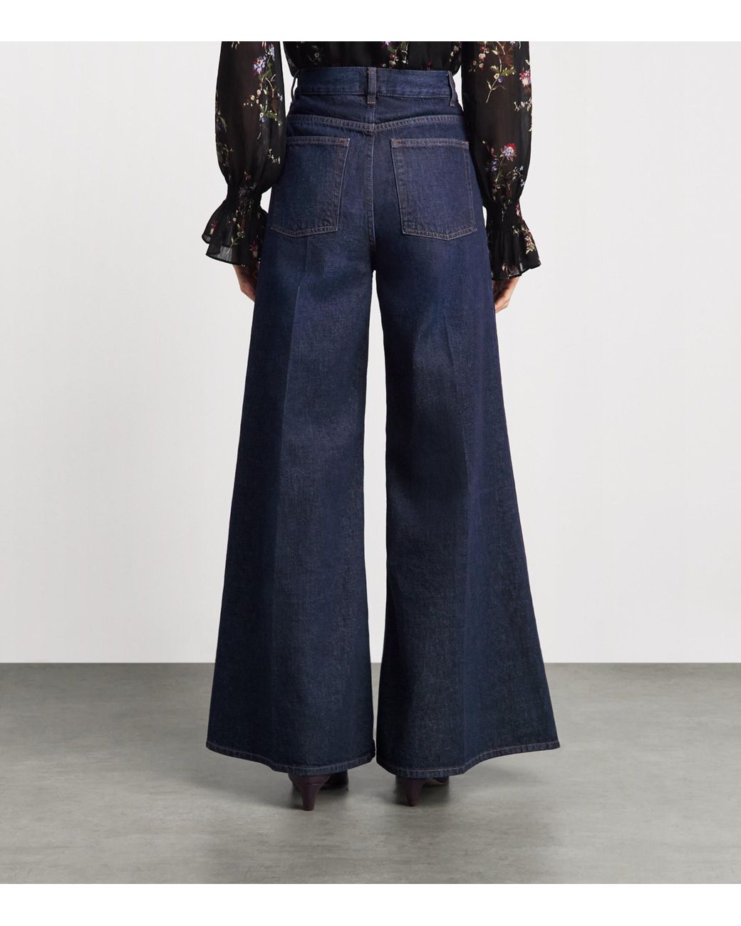 ME+EM Blue Flared Wide-Leg Jeans