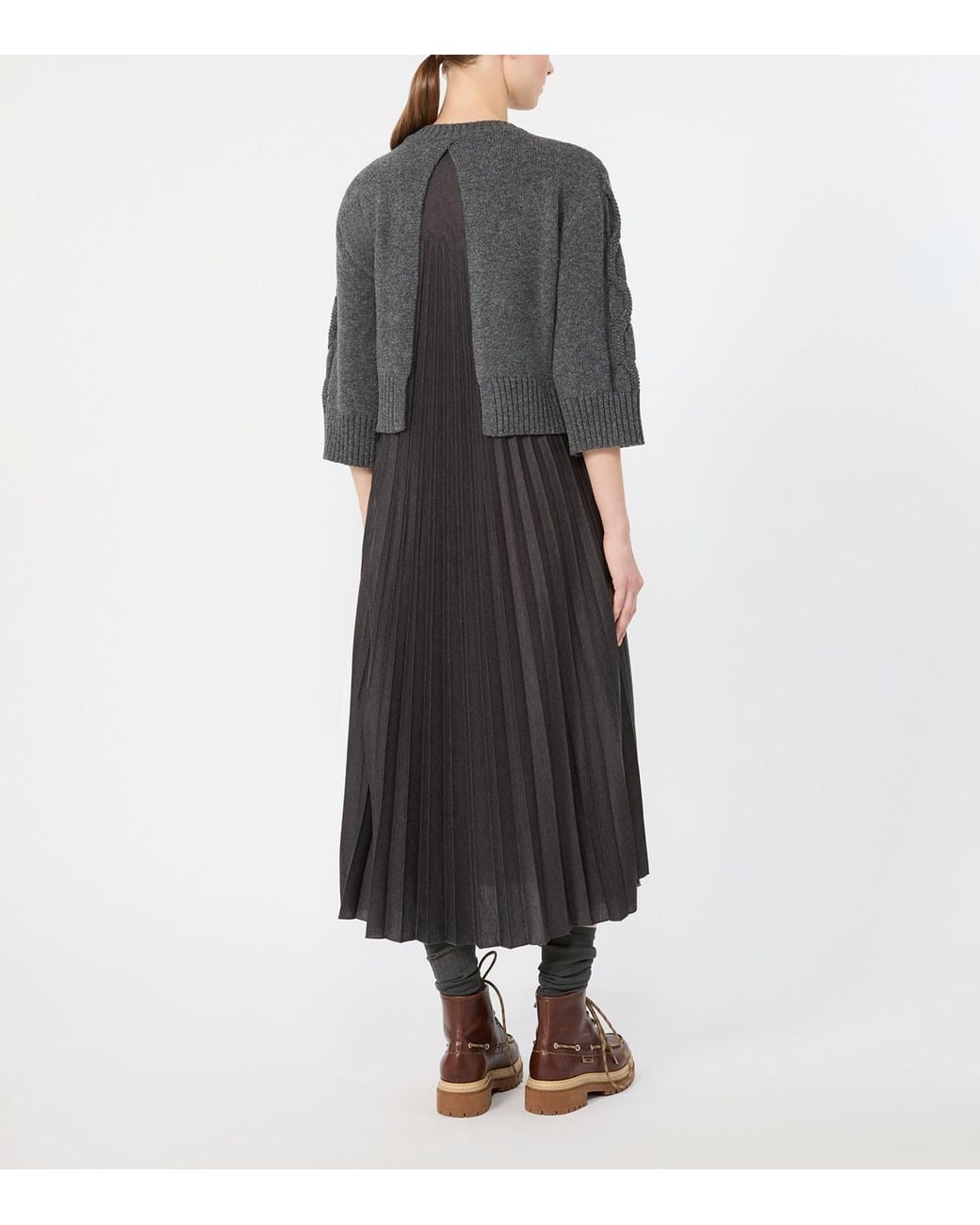 Weekend by Maxmara Black Jersey Midi Dress With Virgin Wool Sweater