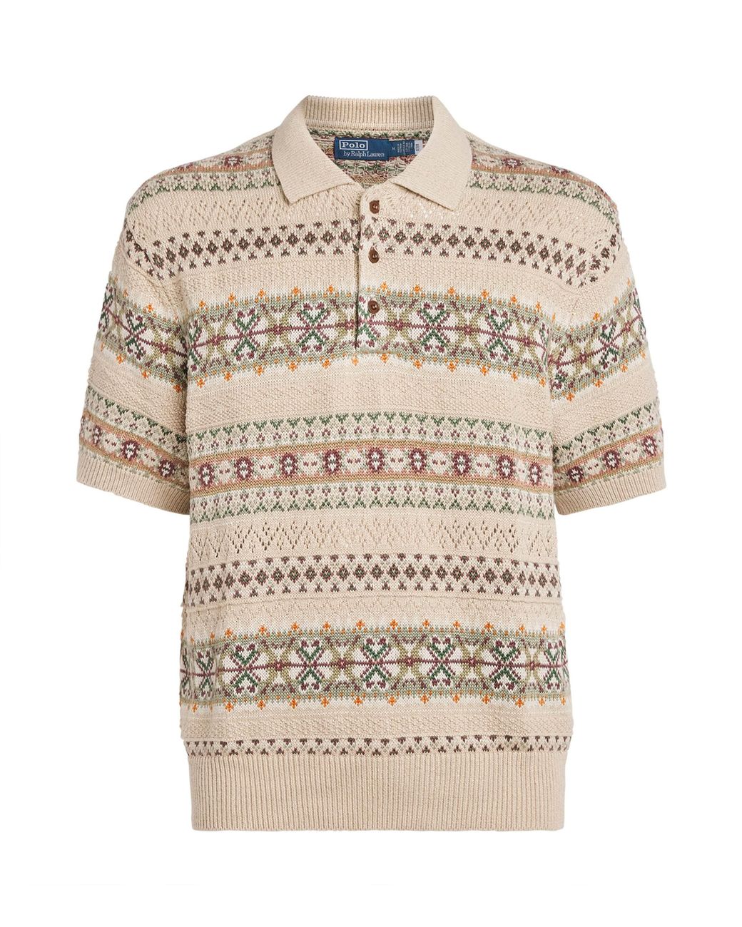 Polo Ralph Lauren Natural Linen-Cotton Fair Isle Polo Sweater for men
