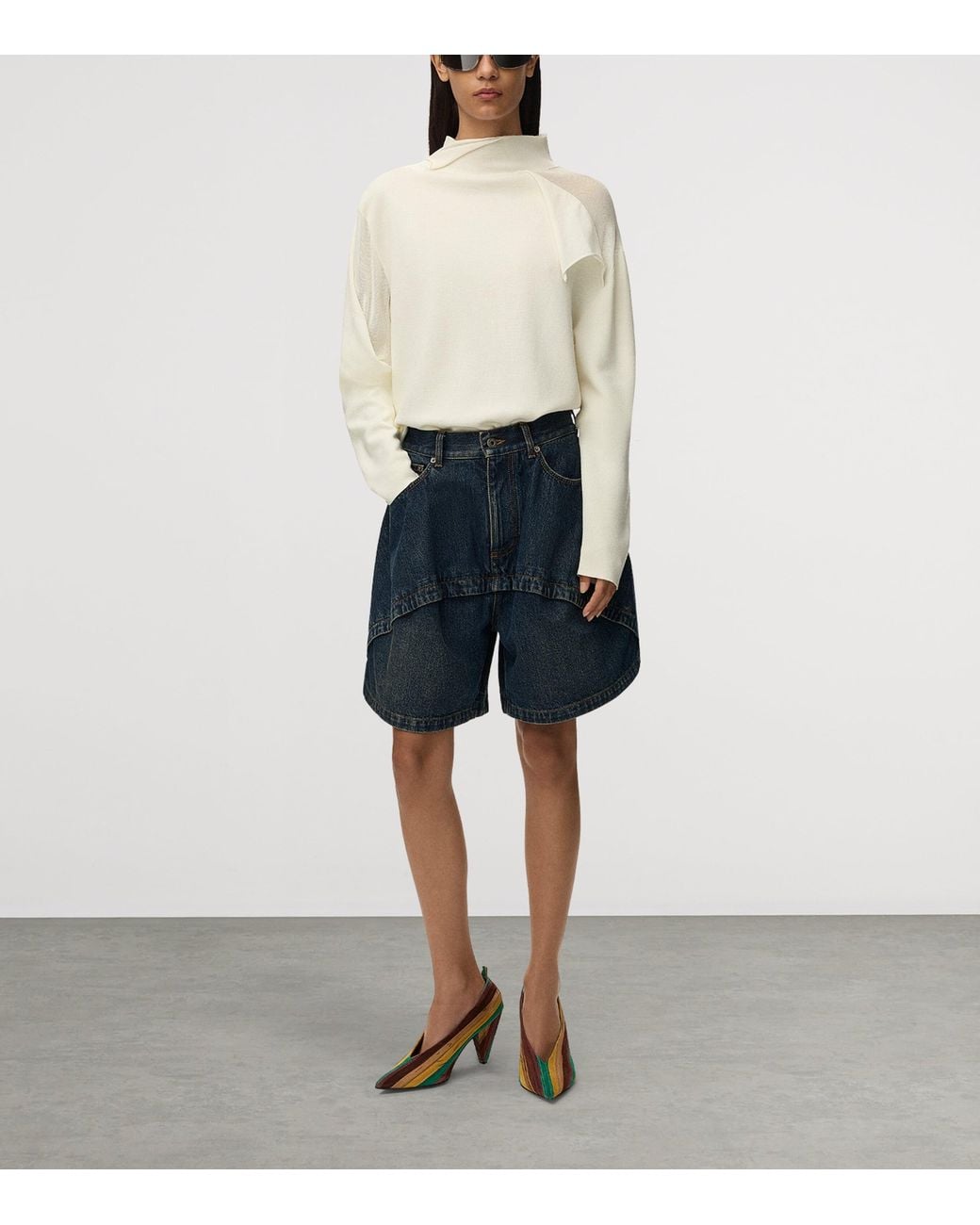 Loewe White Draped Cut-Away Sweater