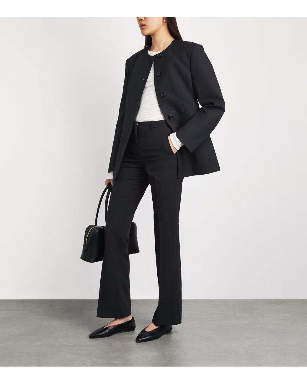 Theory Blue Wool Flared Trousers