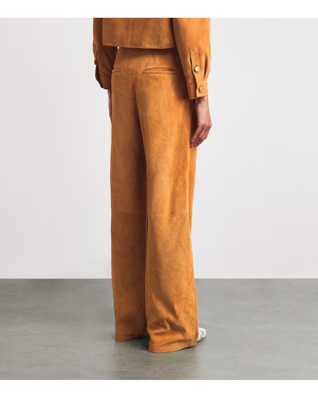 Ulla Johnson Orange Suede Freja Straight Trousers