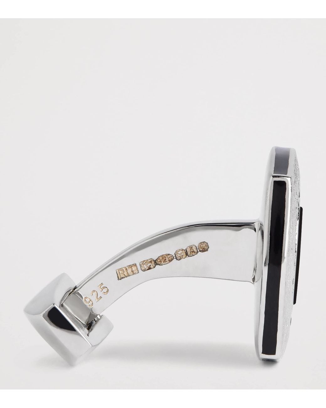 Tateossian Black Rhodium-Plated Graffiato Rounded Square Cufflinks for men