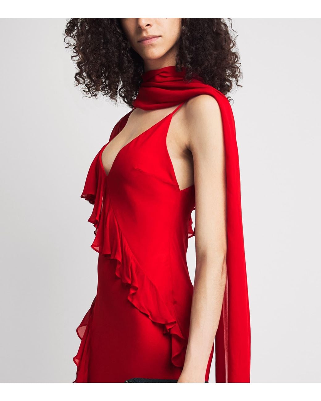 De La Vali Red Chiffon Mayara Maxi Dress