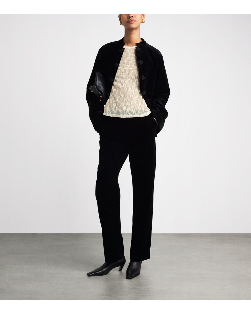 Claudie Pierlot Natural Lace Long-Sleeve Top