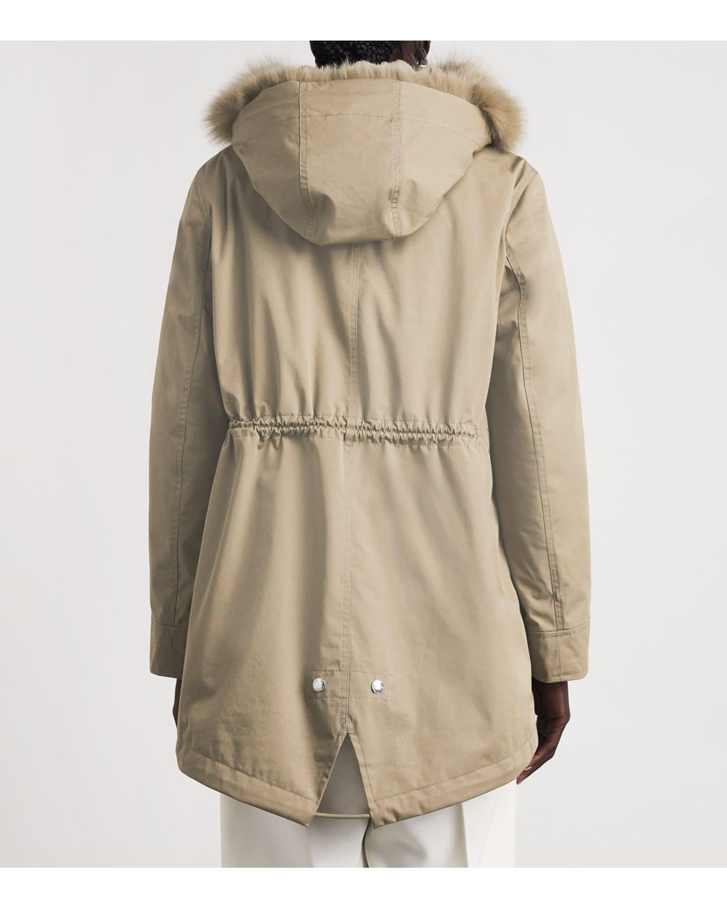 Yves Salomon Natural Down Fur-Trim Technical Parka Coat