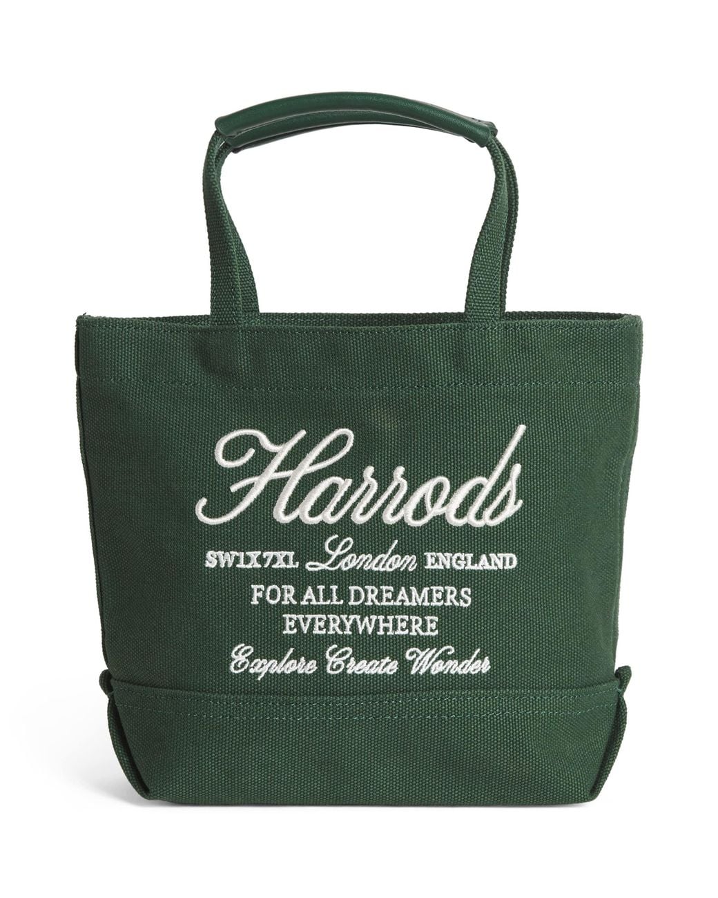 Harrods Green Small Embroidered Logo Tote Bag