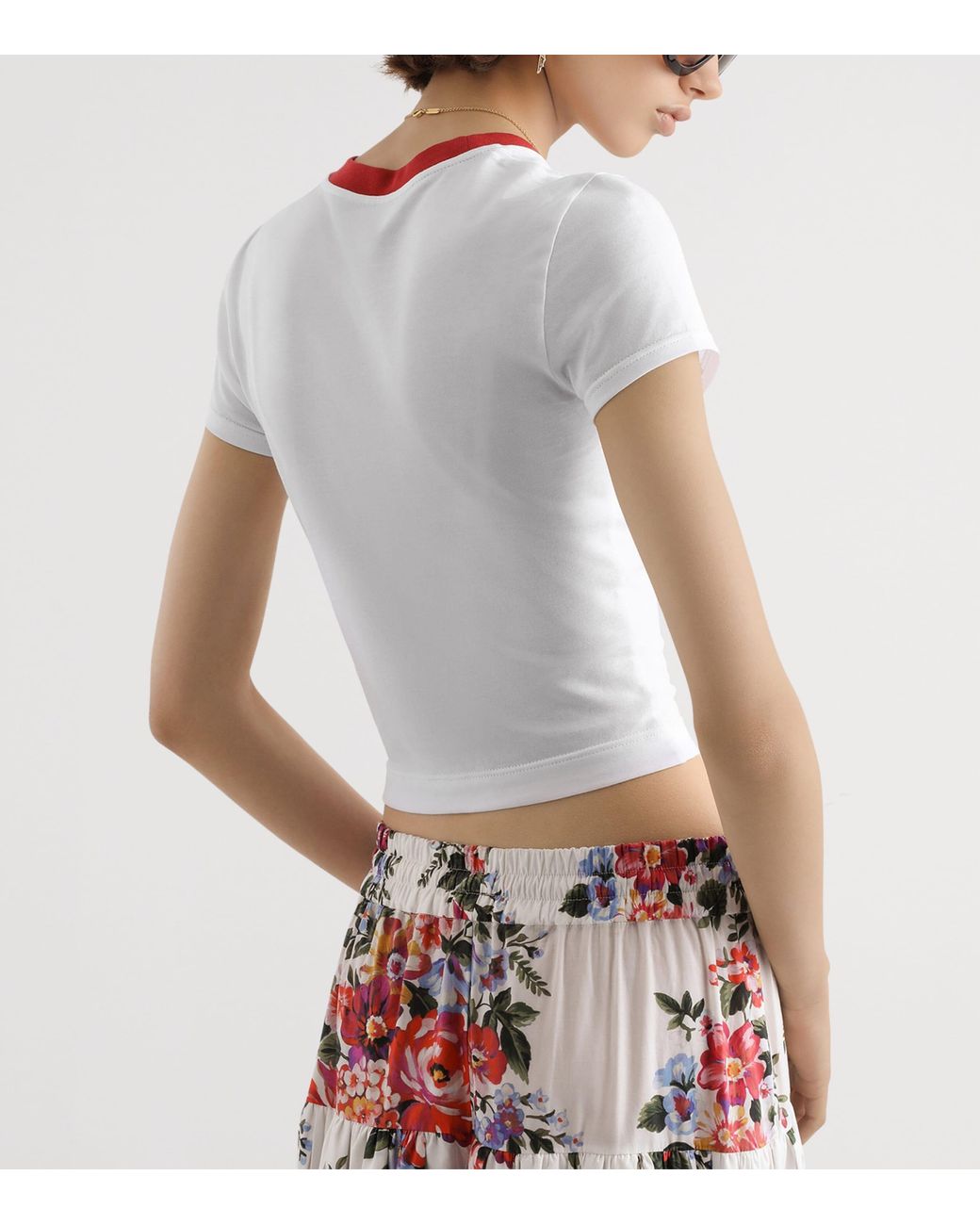 Dolce & Gabbana White Cropped Graphic T-Shirt