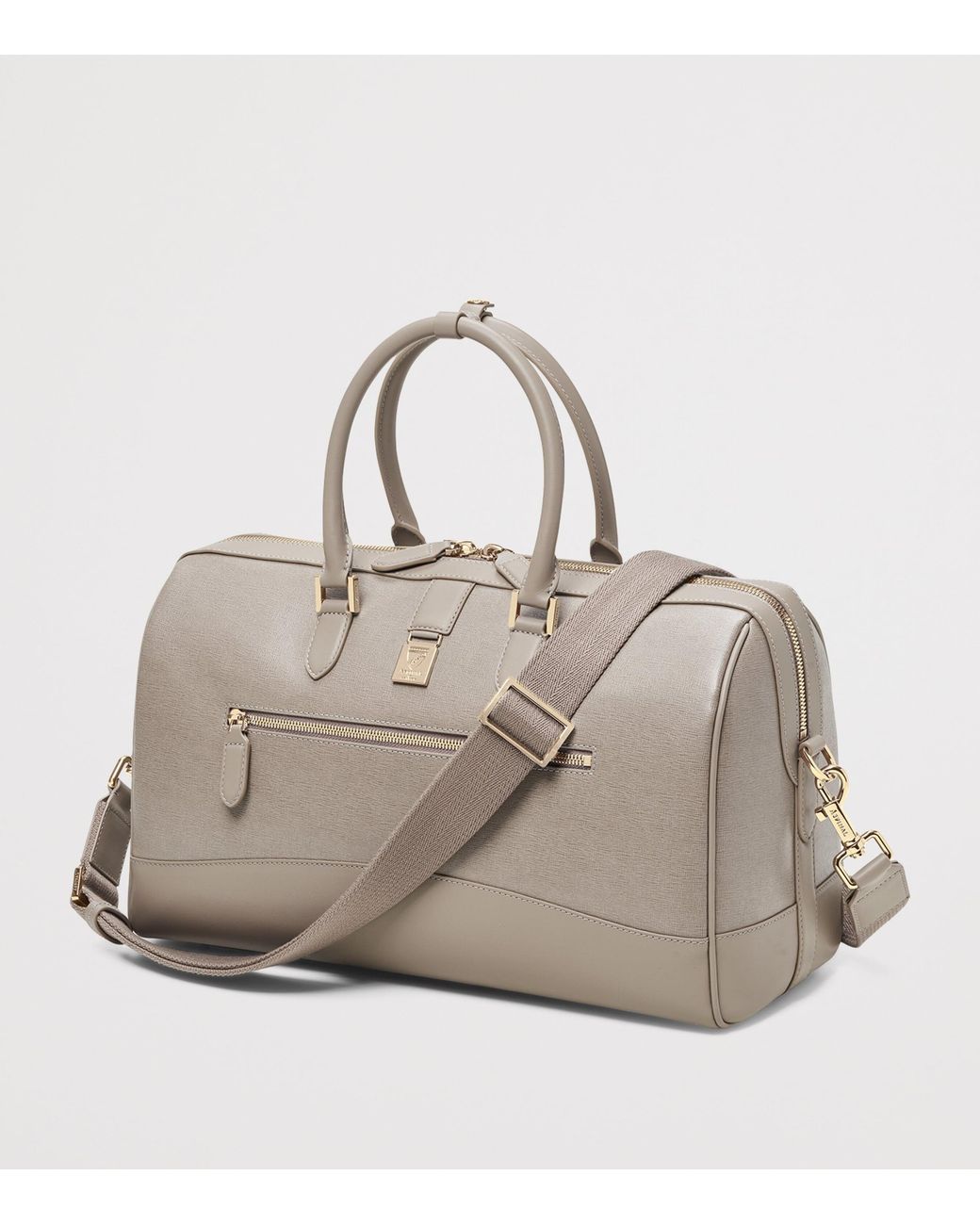 Aspinal Gray Leather Connaught Holdall for men