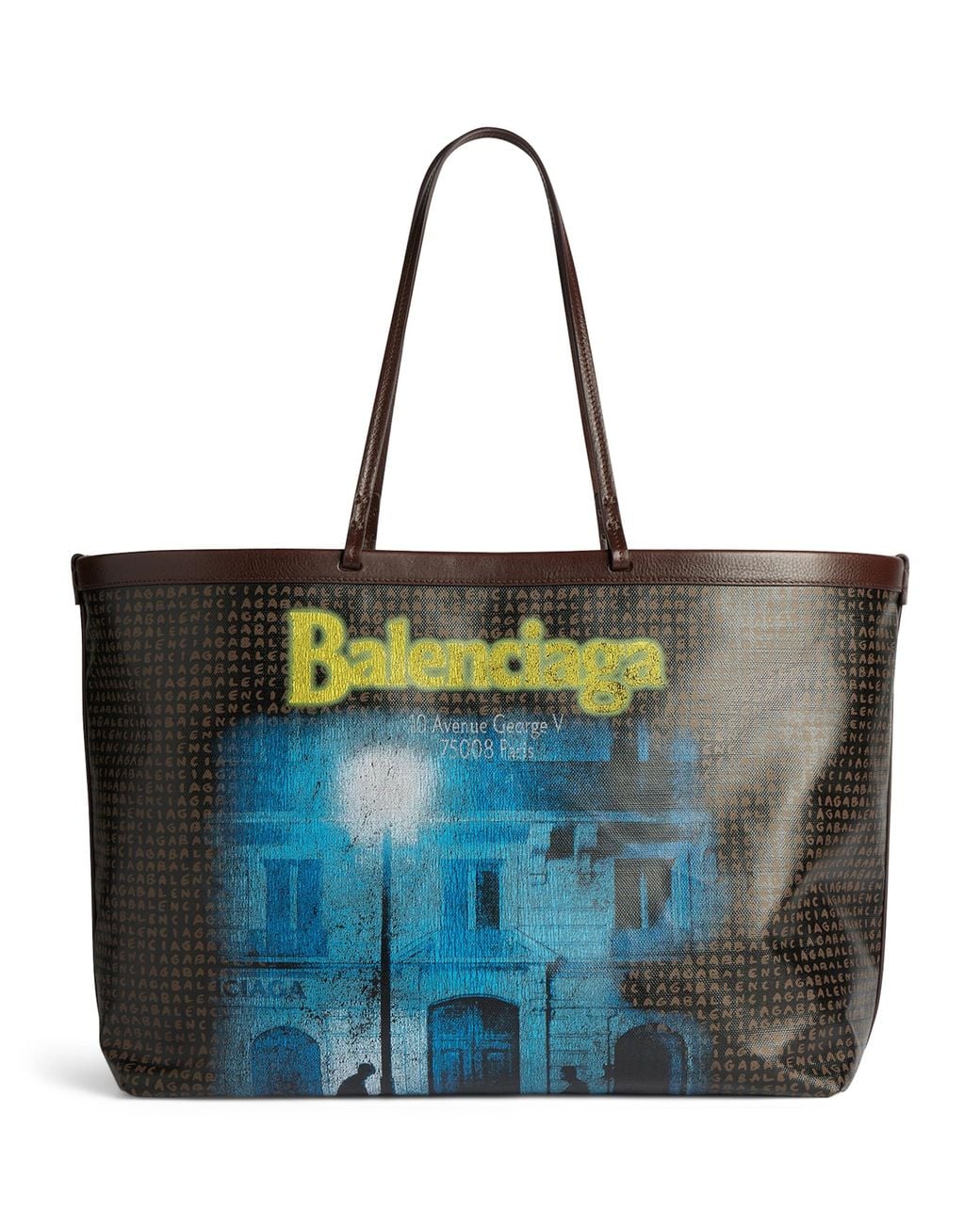 Balenciaga Blue Large Coated Canvas Select Tote Bag